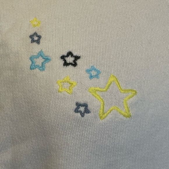 Lou & Grey Embroidered Stars Sweatshirt Cream French Terry Oversized Long Sleeve - Picture 5 of 8
